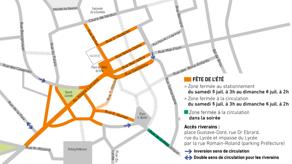 Plan circulation &amp; stationnement fête de l'été 2024
